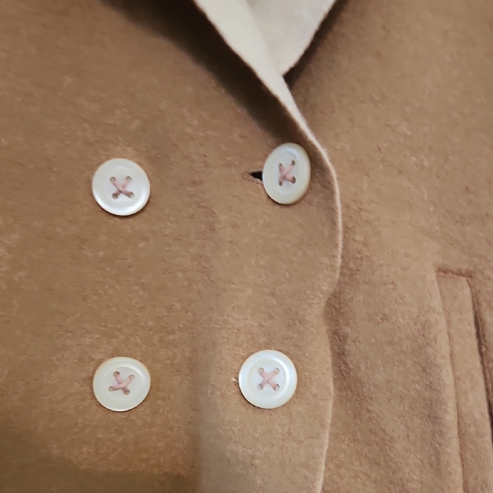 Tan Peacoat with Notched Lapel and Wool Blend Fabric - Picture 3 of 8